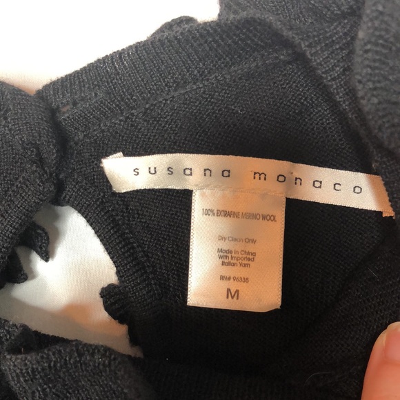 Susana Monaco Womens Black Extra Fine Merino Wool Sweater Dress - Picture 7 of 12